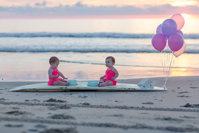 Beautiful Sunrise Surfing Cake Smash by Brooke Tucker Photography