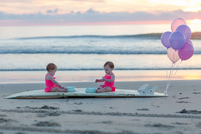 Beautiful Sunrise Surfing Cake Smash by Brooke Tucker Photography