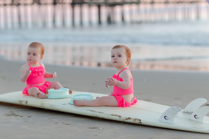 Beautiful Sunrise Surfing Cake Smash by Brooke Tucker Photography