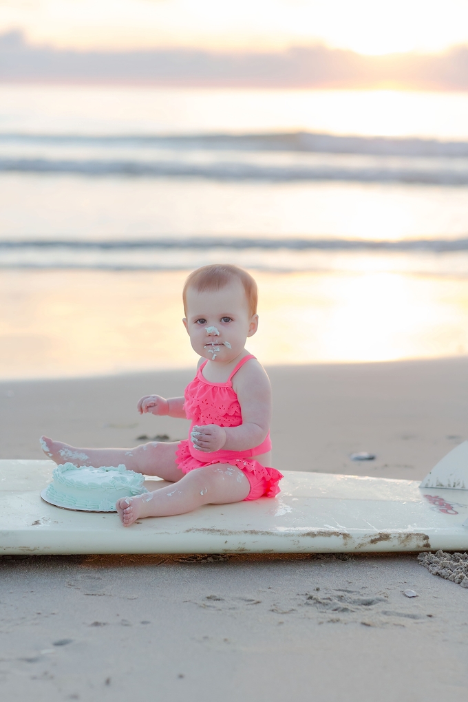 Beautiful Sunrise Surfing Cake Smash by Brooke Tucker Photography