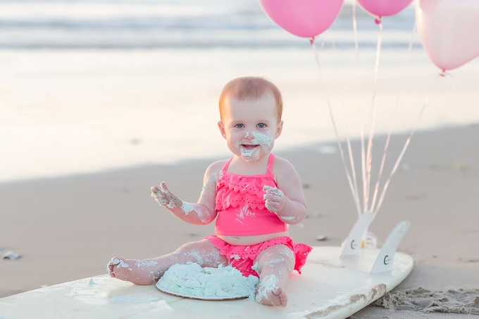 Beautiful Sunrise Surfing Cake Smash by Brooke Tucker Photography