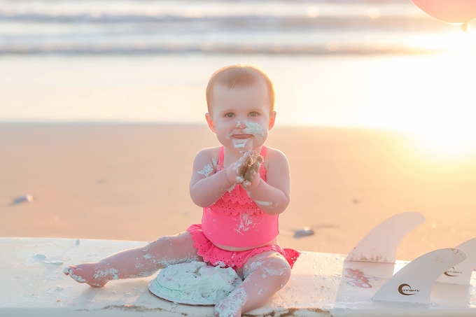 Beautiful Sunrise Surfing Cake Smash by Brooke Tucker Photography