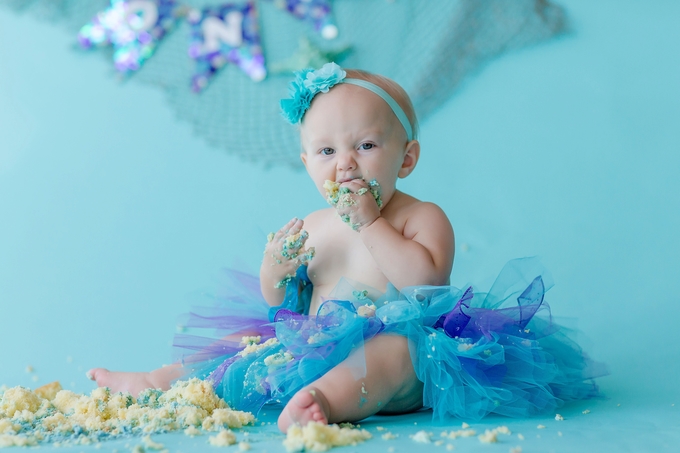 mermaid inspired cake smash by brooke tucker photography