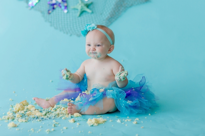 mermaid inspired cake smash by brooke tucker photography