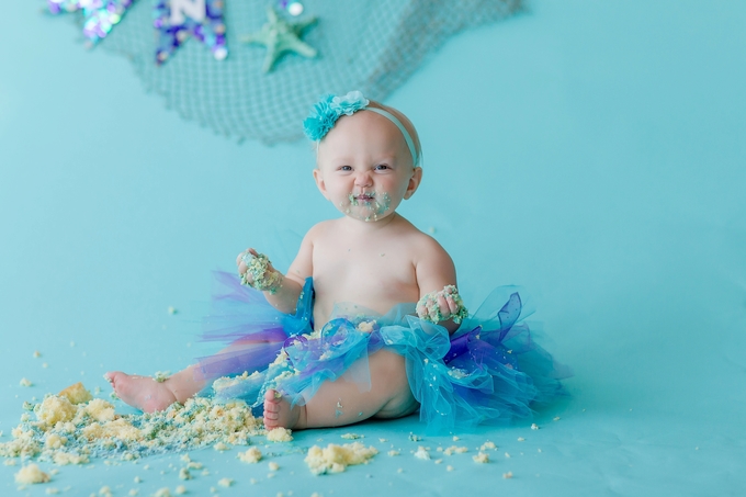 mermaid inspired cake smash by brooke tucker photography