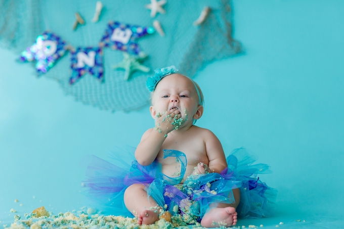mermaid inspired cake smash by brooke tucker photography