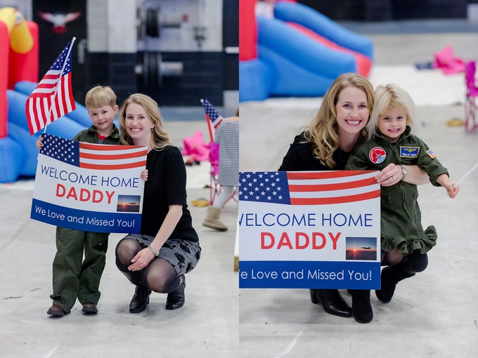 Emotional Rainy Day Navy Pilot Family Homecoming