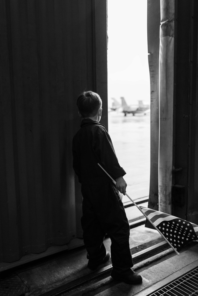 Emotional Rainy Day Navy Pilot Family Homecoming