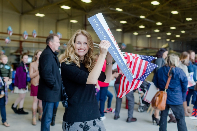 Emotional Rainy Day Navy Pilot Family Homecoming