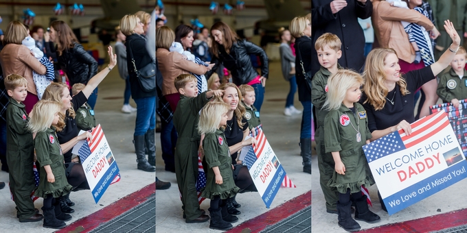 Emotional Rainy Day Navy Pilot Family Homecoming