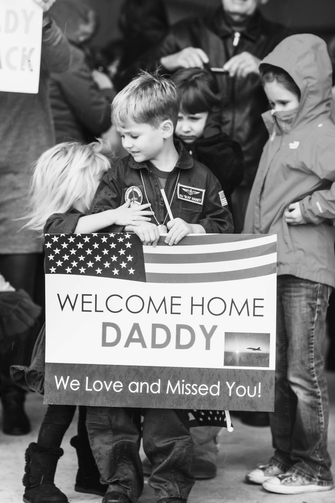 Emotional Rainy Day Navy Pilot Family Homecoming