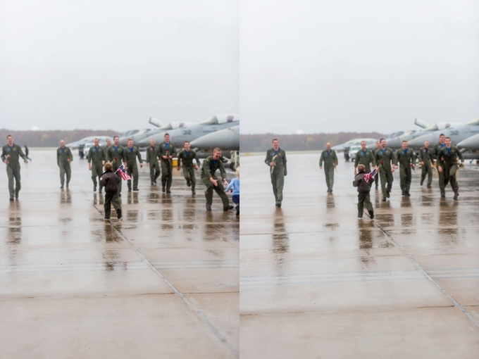 Emotional Rainy Day Navy Pilot Family Homecoming