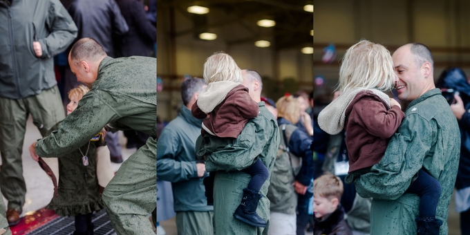 Emotional Rainy Day Navy Pilot Family Homecoming