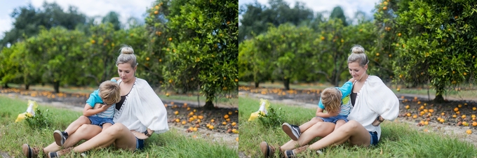 Family day in the orange grove