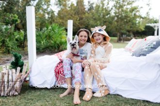 outdoor holiday portraits, holiday pajamas milk and cookies, florida child and family photographer brooke tucker