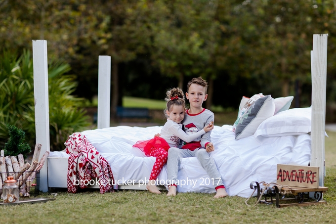 outdoor holiday portraits, holiday pajamas milk and cookies, florida child and family photographer brooke tucker